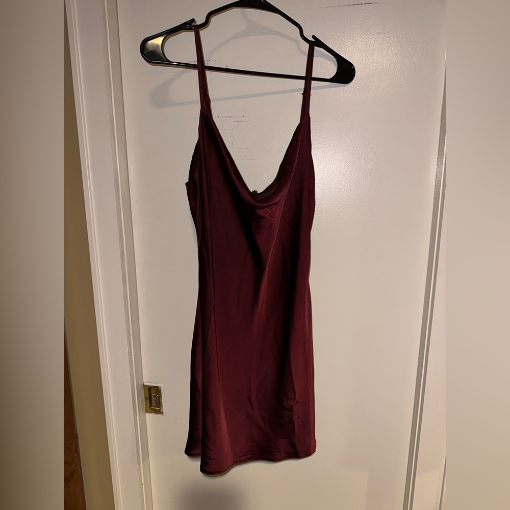 Brand new maroon satin dress.